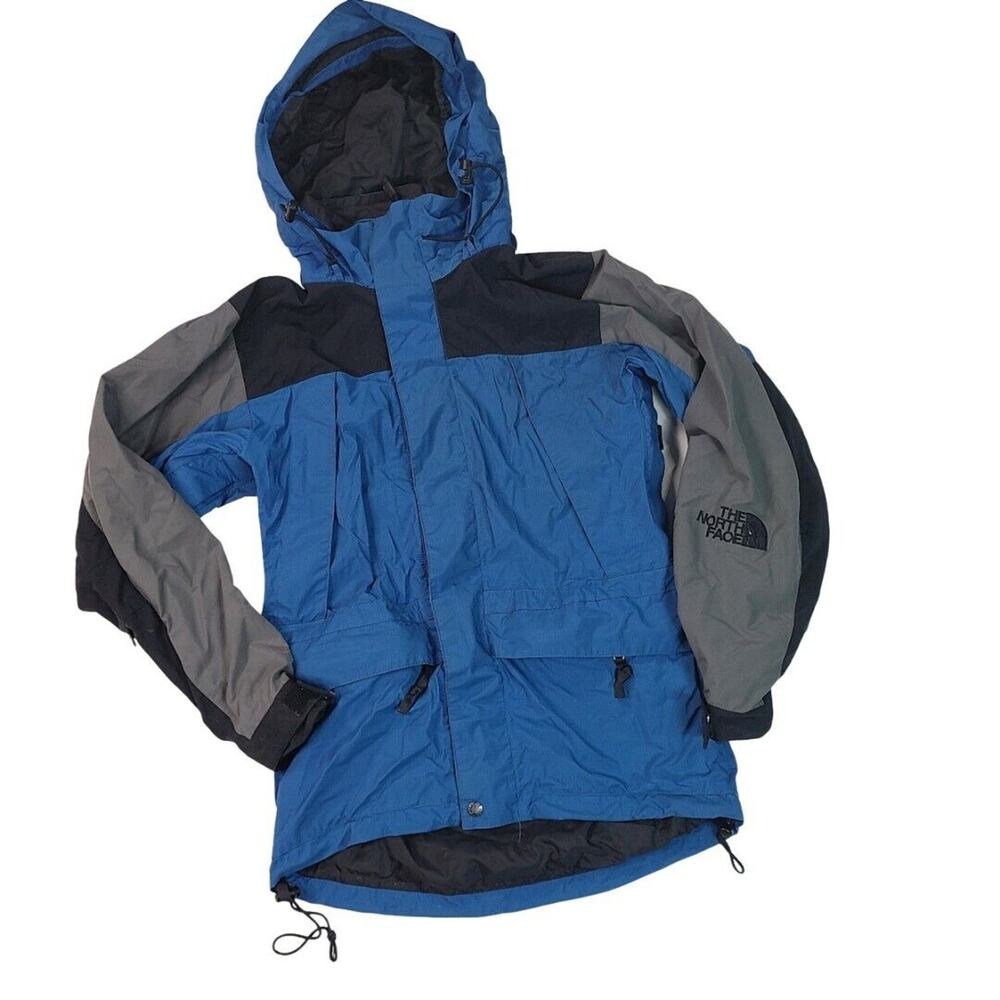 Vintage 90s The north face blue black outdoor hooded coat xs